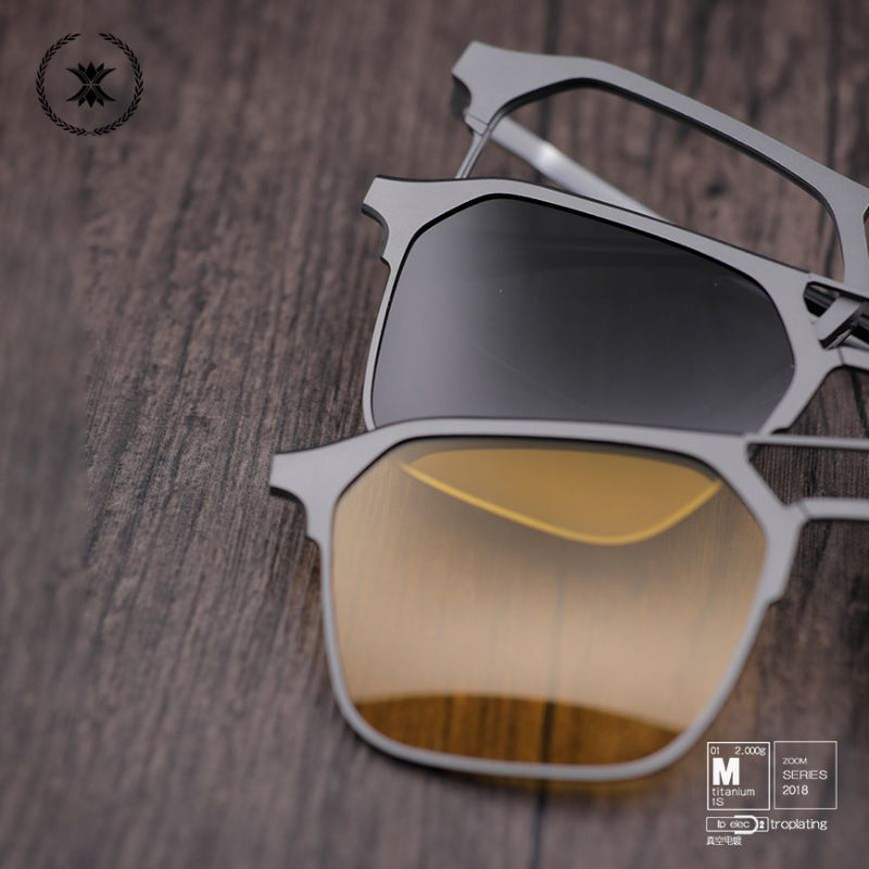 純鈦磁吸飛行雙樑鋁鎂套鏡眼鏡框/2色