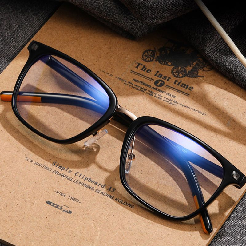 TR Retro กรอบอะซิเตททรงสี่เหลี่ยมสีดำ