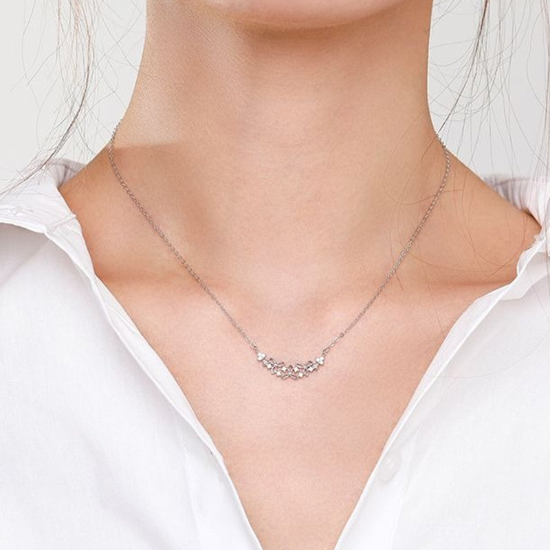 簡約繁華盛開微鑲吊墜頸鍊