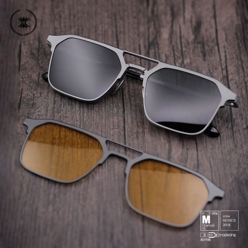 純鈦磁吸飛行雙樑鋁鎂套鏡眼鏡框/2色