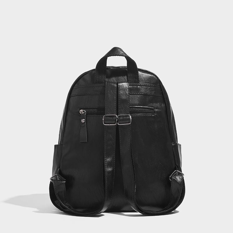 กระเป๋าเป้สะพายหลังหนังนิ่มแบบมีซิปแฟชั่นย้อนยุค