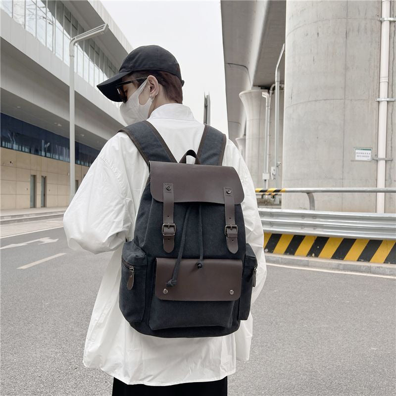 Retro fashionable travel drawstring backpack mountaineering bag