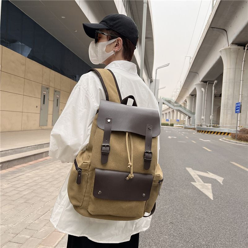 Retro fashionable travel drawstring backpack mountaineering bag