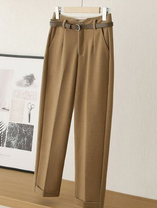 Brushed twill wide trousers in textured color