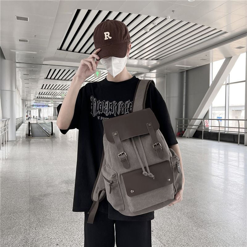 Retro fashionable travel drawstring backpack mountaineering bag