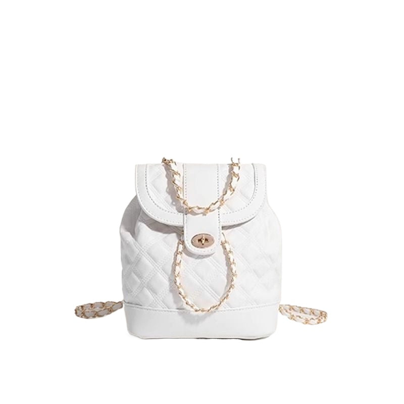 กระเป๋าเป้สะพายหลังทรงถัง สายโซ่ทอง ทรงเพชร สไตล์ชาแนล / 3 สี