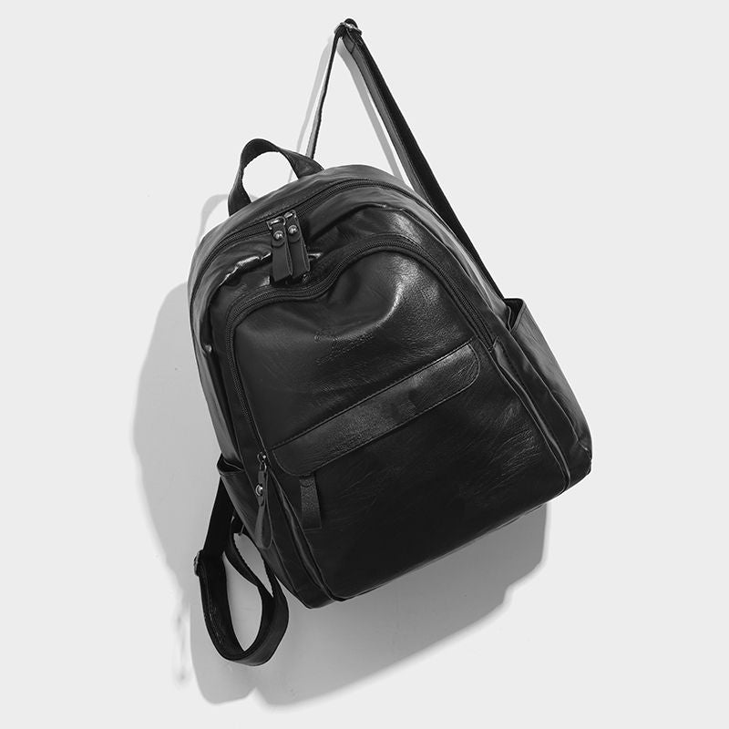 กระเป๋าเป้สะพายหลังหนังนิ่มแบบมีซิปแฟชั่นย้อนยุค