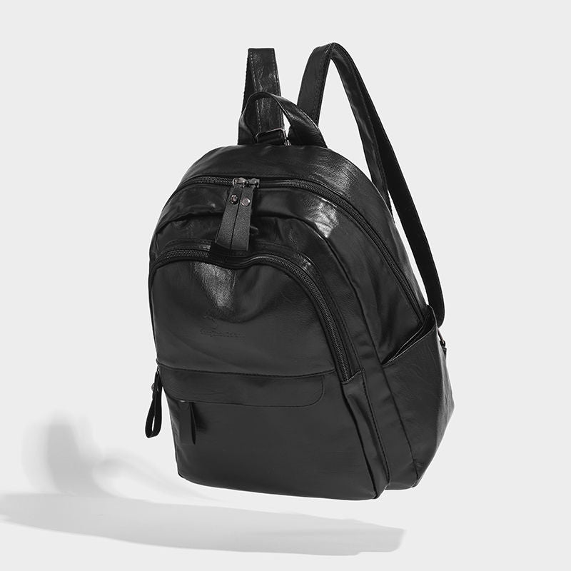 กระเป๋าเป้สะพายหลังหนังนิ่มแบบมีซิปแฟชั่นย้อนยุค