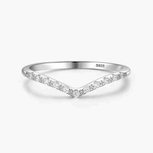 簡約百搭V型星月排戒