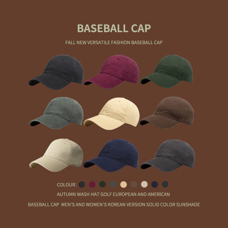 หมวกเบสบอลแบบนิ่มสีพื้นอเนกประสงค์ลำลอง/8 สี