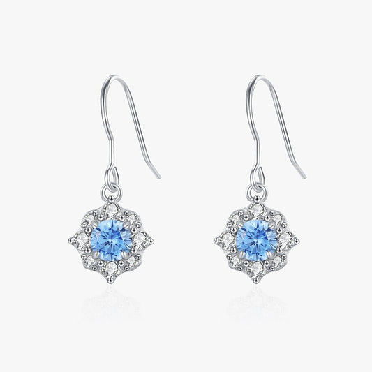 輕奢風海藍鋯石氣質花朵耳環