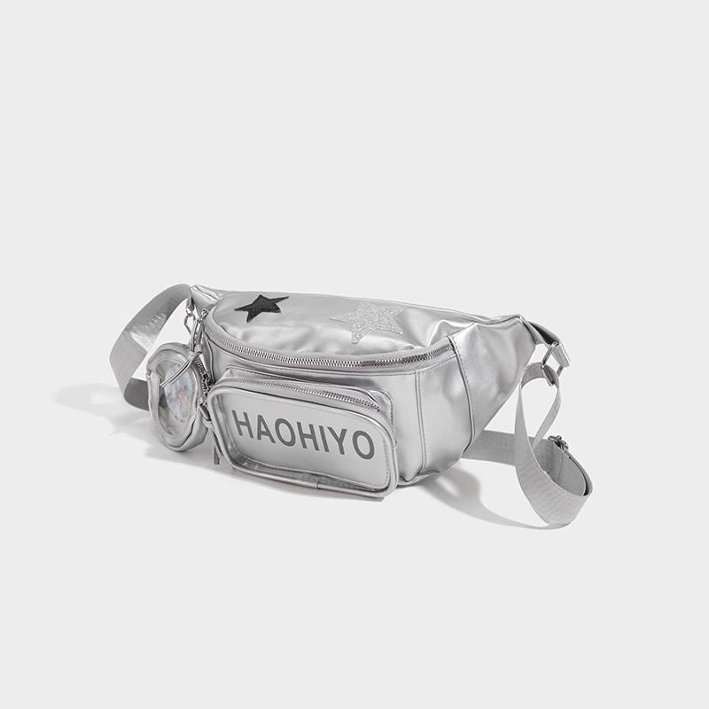 กระเป๋าคาดเอวสปอร์ตลายดาวมีซิปแฟชั่น/4 สี