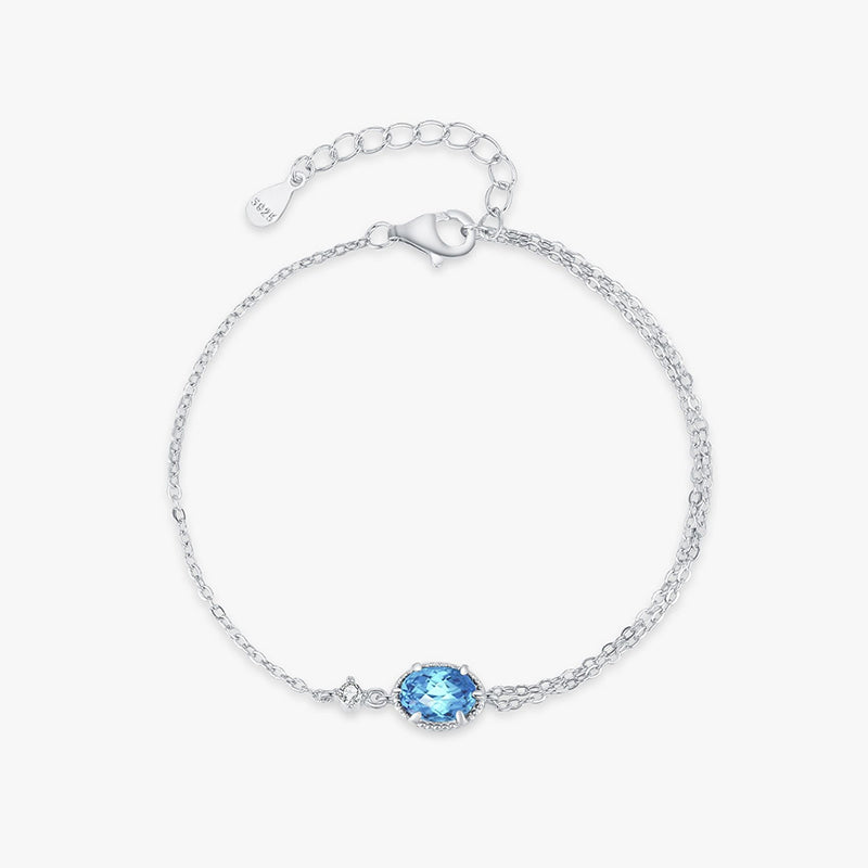 สร้อยข้อมือเพทายรูปวงรีอะความารีนสุดหรู