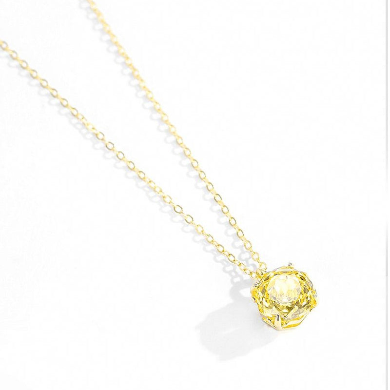 氣質優雅玫瑰切藍吊墜鎖骨項鍊