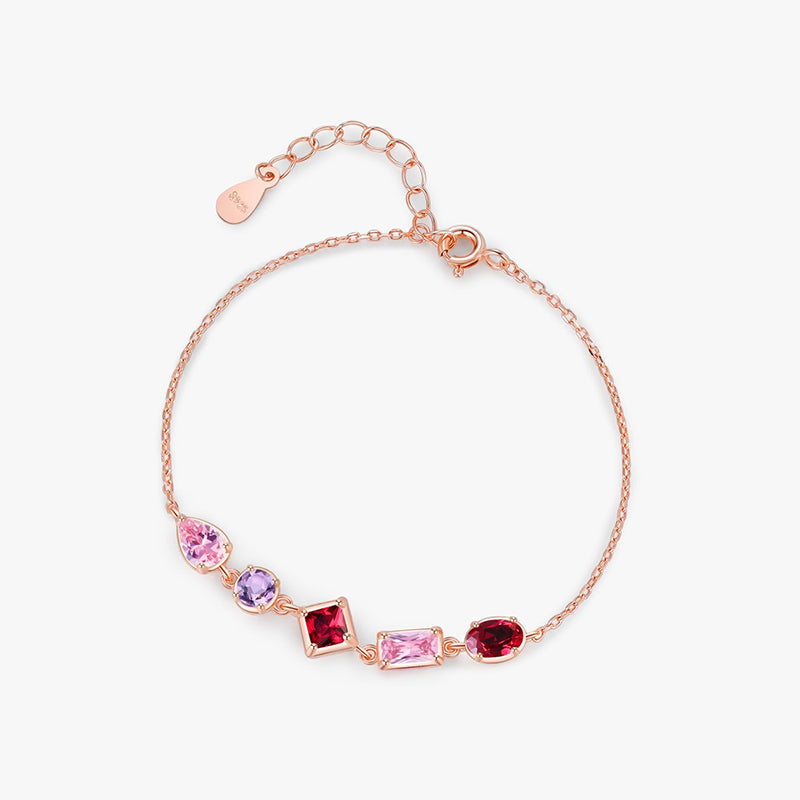 สร้อยข้อมือทองคำชมพูและเพทายสีม่วงสุดหรู