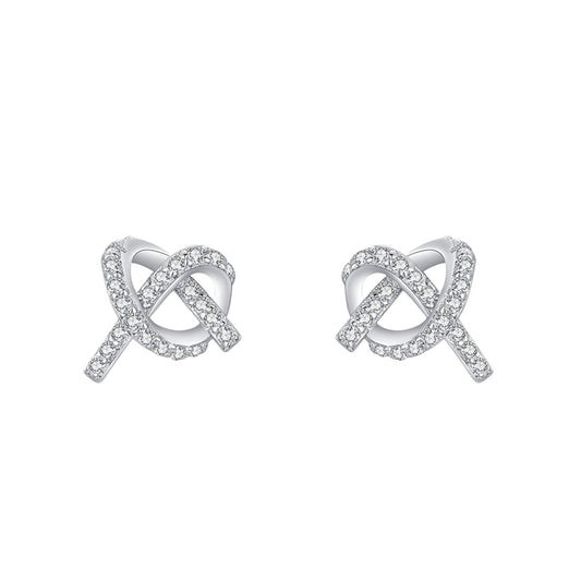 輕奢氣質微鑲滿鑽愛心交叉耳環