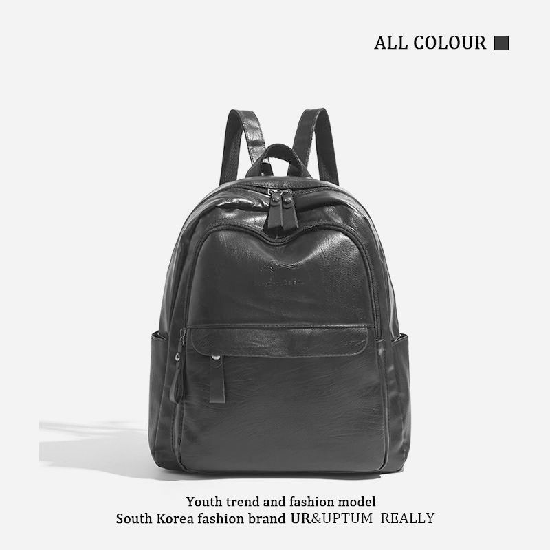 กระเป๋าเป้สะพายหลังหนังนิ่มแบบมีซิปแฟชั่นย้อนยุค