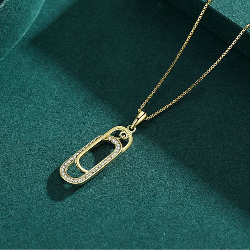 สร้อยคอจี้แหวนคู่แบบโซ่ไขว้สไตล์ย้อนยุคเรียบง่าย