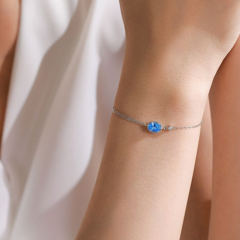 สร้อยข้อมือเพทายรูปวงรีอะความารีนสุดหรู