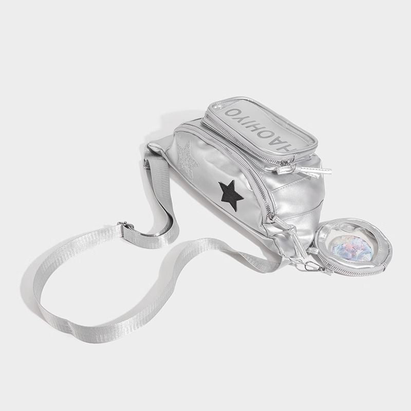 กระเป๋าคาดเอวสปอร์ตลายดาวมีซิปแฟชั่น/4 สี