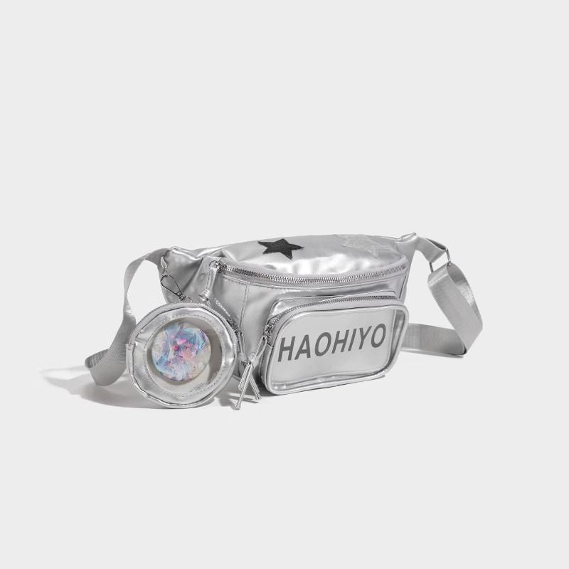 กระเป๋าคาดเอวสปอร์ตลายดาวมีซิปแฟชั่น/4 สี