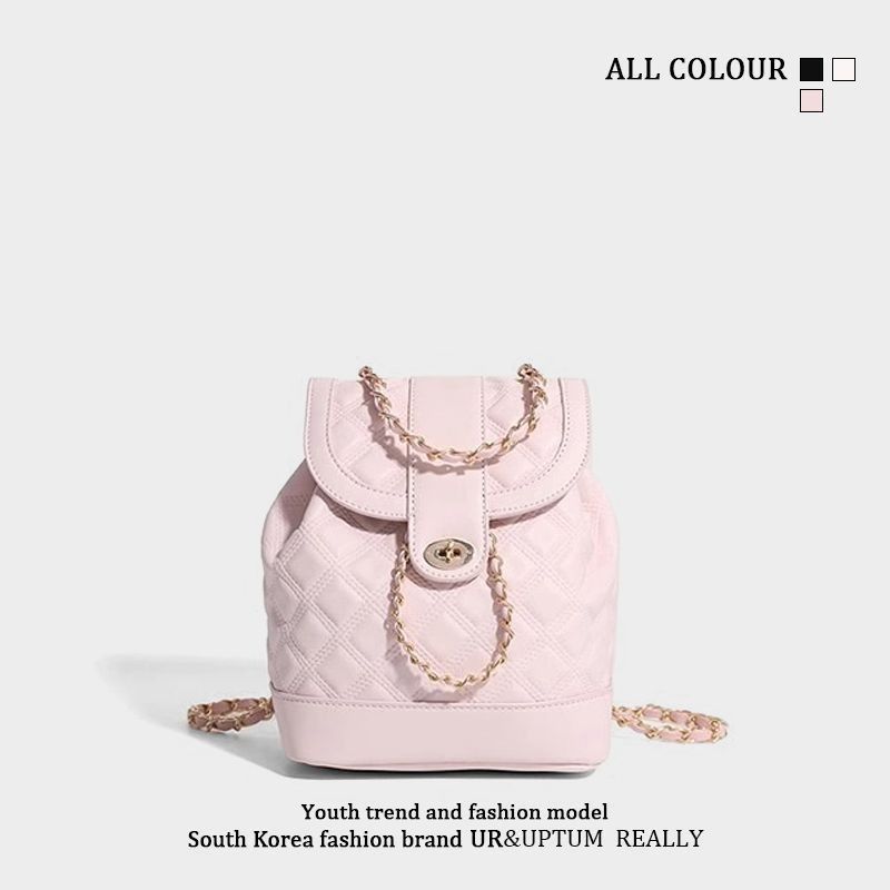 กระเป๋าเป้สะพายหลังทรงถัง สายโซ่ทอง ทรงเพชร สไตล์ชาแนล / 3 สี