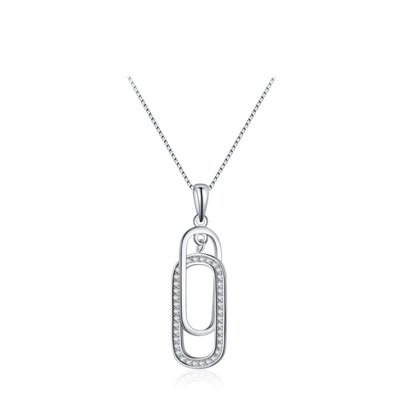 สร้อยคอจี้แหวนคู่แบบโซ่ไขว้สไตล์ย้อนยุคเรียบง่าย