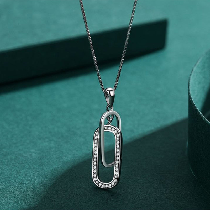 สร้อยคอจี้แหวนคู่แบบโซ่ไขว้สไตล์ย้อนยุคเรียบง่าย