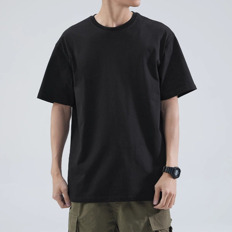 เสื้อยืดคอกลมแขนสั้น ทรงหลวม สีพื้น / 3 สี