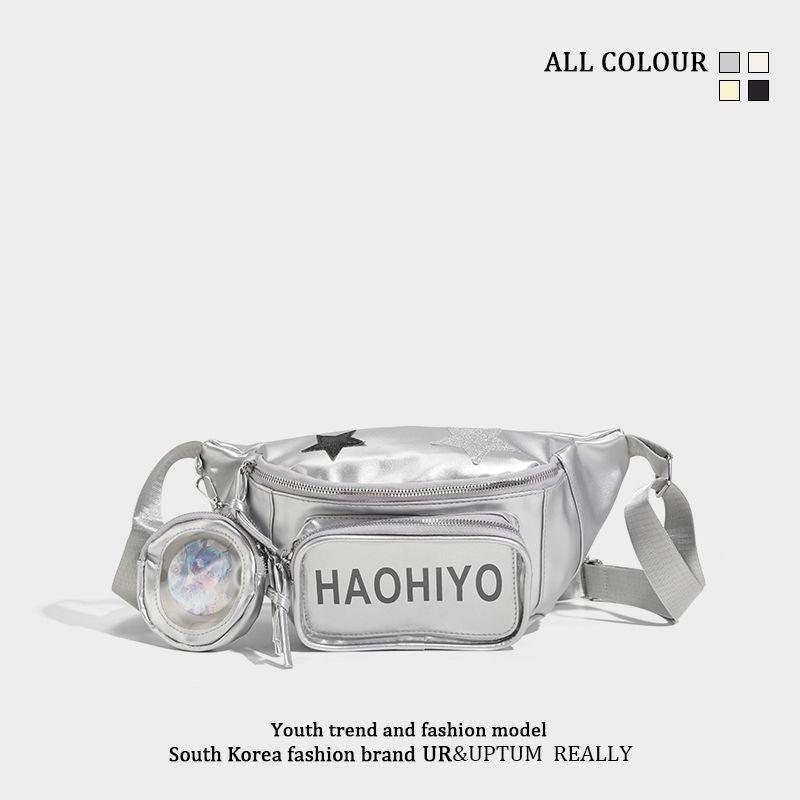 กระเป๋าคาดเอวสปอร์ตลายดาวมีซิปแฟชั่น/4 สี