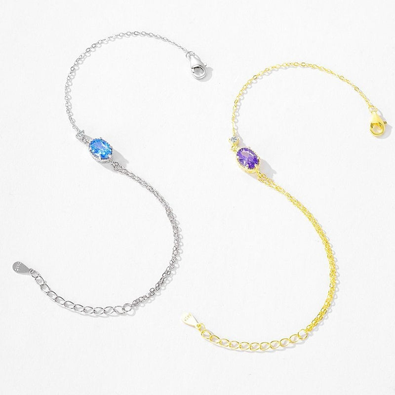 สร้อยข้อมือเพทายรูปวงรีอะความารีนสุดหรู