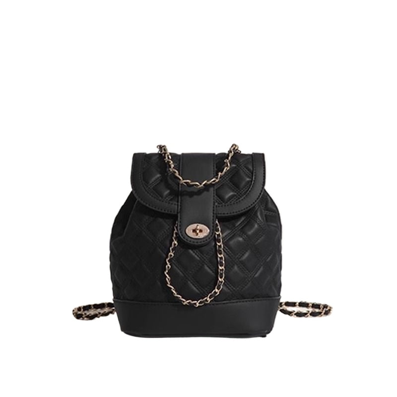 กระเป๋าเป้สะพายหลังทรงถัง สายโซ่ทอง ทรงเพชร สไตล์ชาแนล / 3 สี