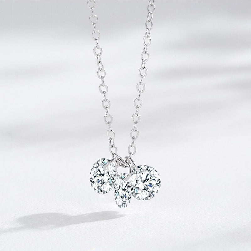 สร้อยคอกระดูกไหปลาร้าสีเงินแวววาวหวานหรูหรา