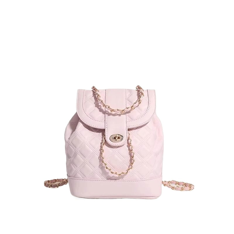 กระเป๋าเป้สะพายหลังทรงถัง สายโซ่ทอง ทรงเพชร สไตล์ชาแนล / 3 สี