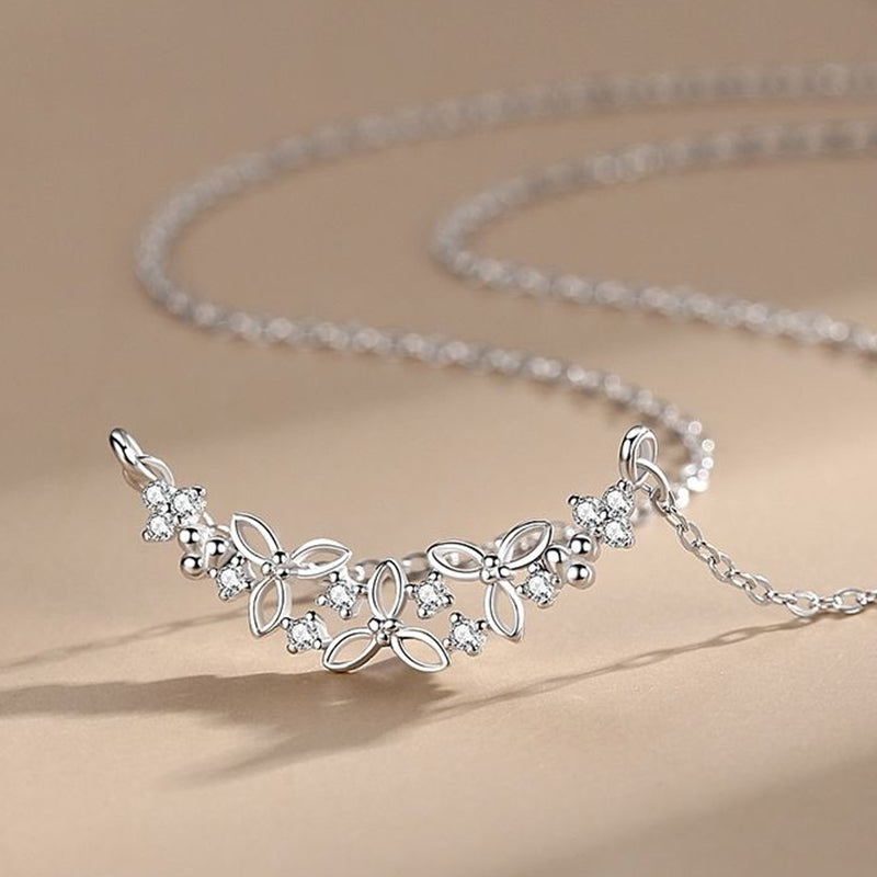 簡約繁華盛開微鑲吊墜頸鍊