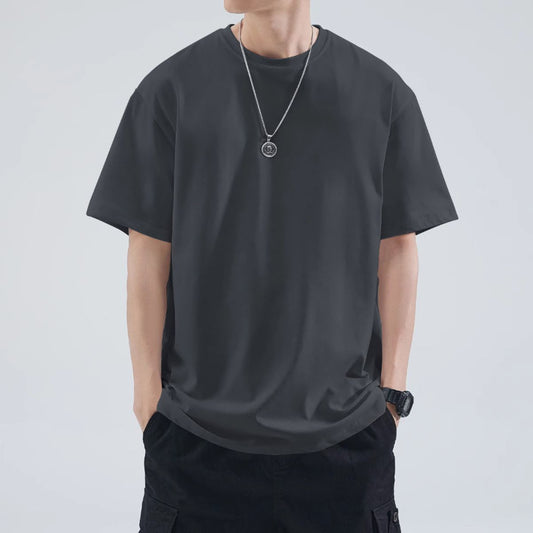 素面寬鬆圓領純棉短T上衣/3色