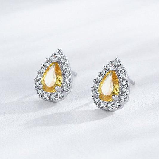 Light Luxury Teardrop Zircon Design Earrings