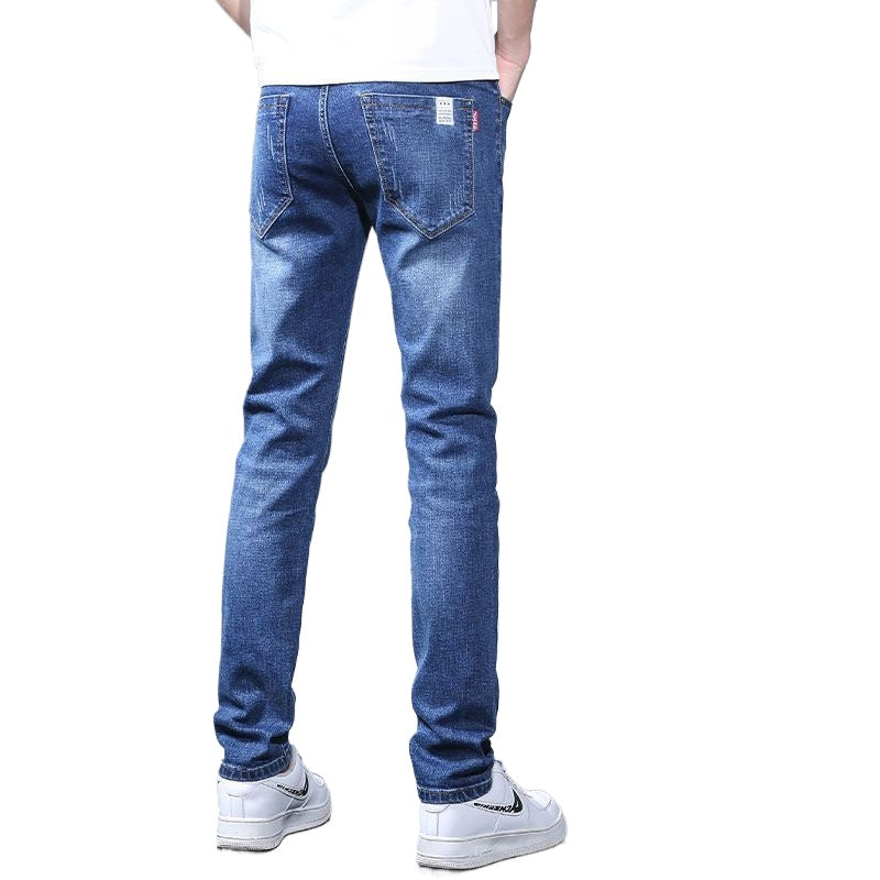 Textured slim fit casual elastic jeans/4 colors