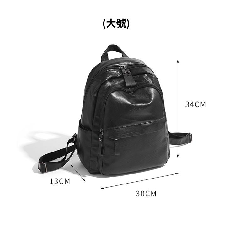 กระเป๋าเป้สะพายหลังหนังนิ่มแบบมีซิปแฟชั่นย้อนยุค