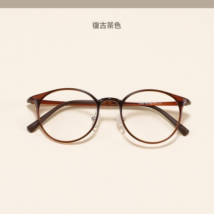 Retro ultra-light plastic steel round glasses frame/6 colors